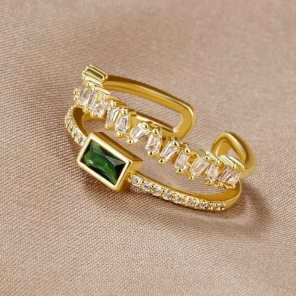 Layered Green Crystal Ring - Picture 4 of 4